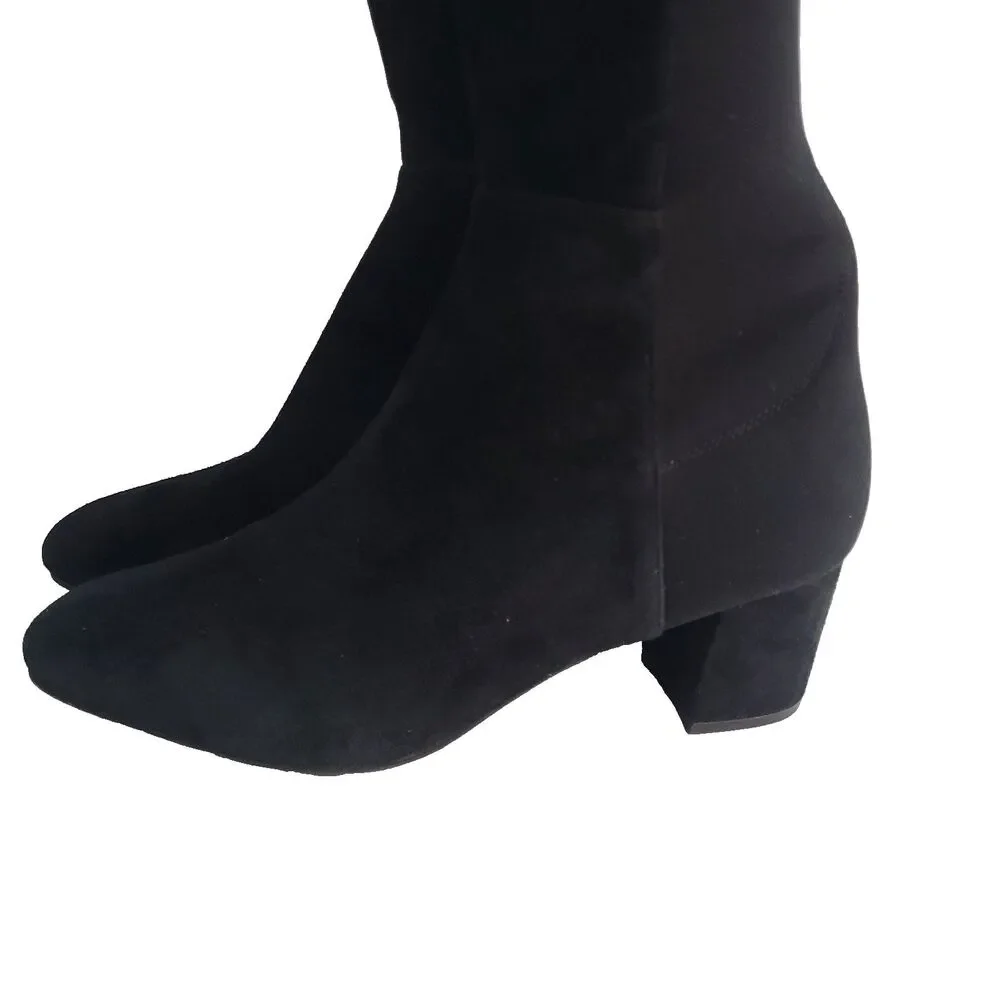 stuart weitzman boots 5050 Suede Over The Knee 9B Black Stretch Block Heel S5440